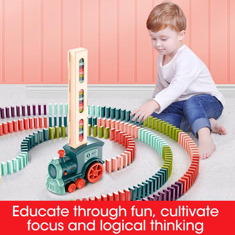 Domino Zug Spielzeug für Kinder – Kreatives Lernspiel, Automatischer Dominostein-Leger