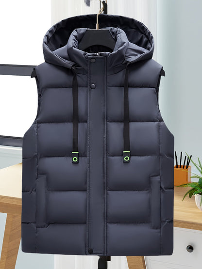 Unisex Puffer Weste mit Kapuze, gesteppte Ärmellose Steppjacke für Herren und Damen