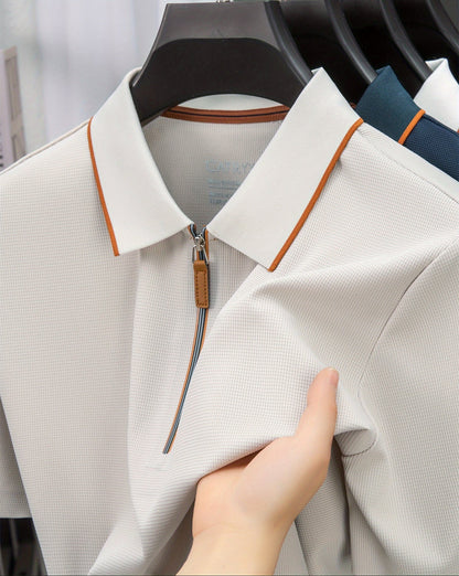 Herren Poloshirt mit Reißverschluss und Kontrastpaspel – Modernes Design für Freizeit und Business