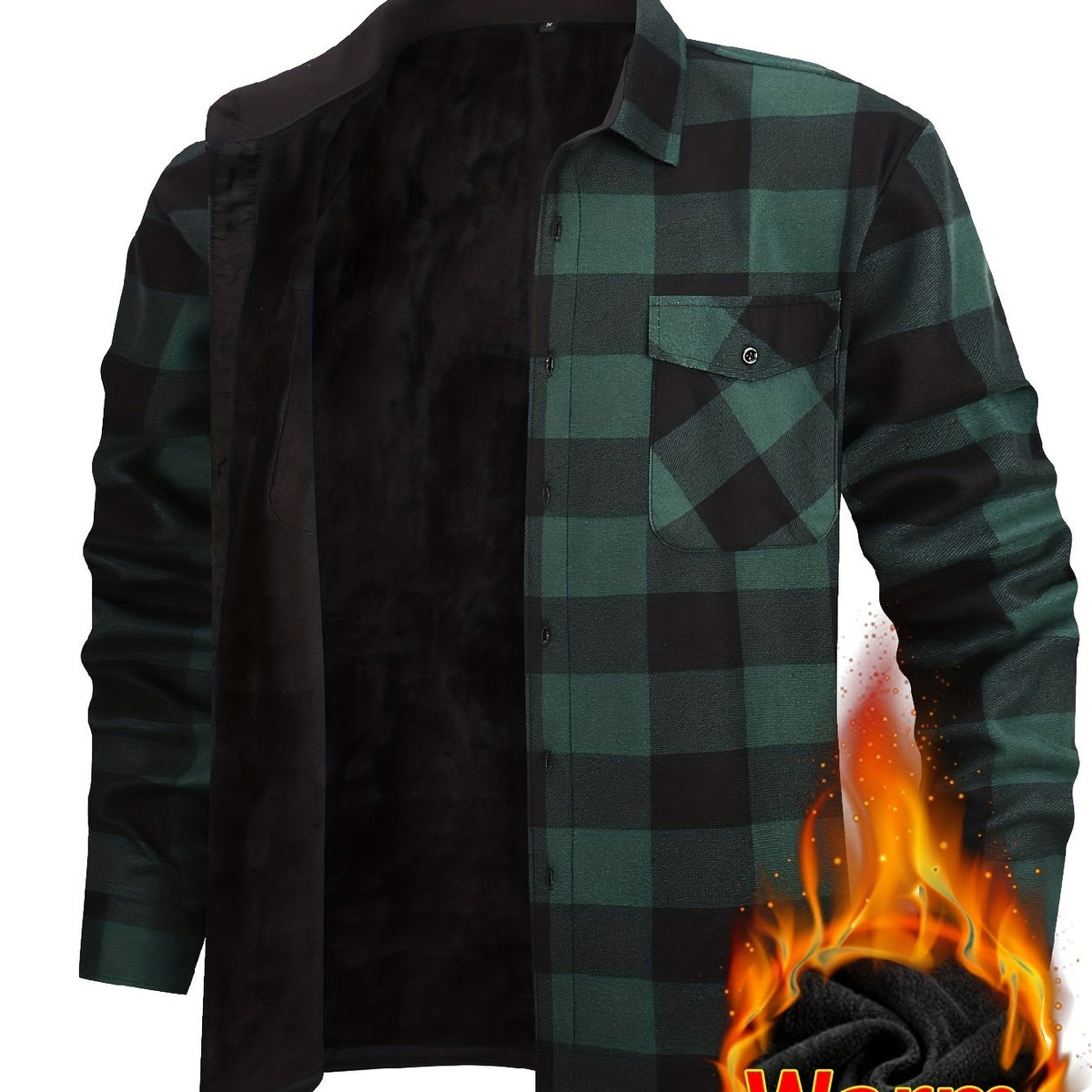 Herren Thermohemd-Jacke 2-in-1 mit Windschutz und Warmfutter – Kariertes Outdoor-Freizeithemd