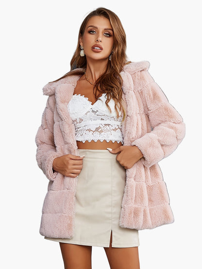 Damen Luxus Fellimitat-Jacke im modernen Streetstyle für Herbst und Winter