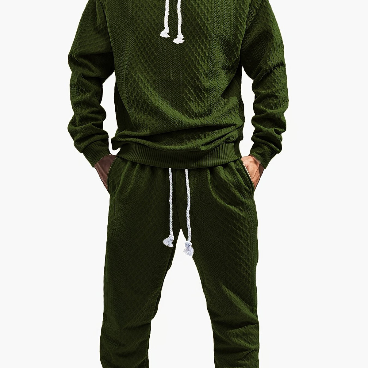 Herren Kapuzenpullover & Jogginghose Set Strukturiert Langarm Freizeitanzug Mehrfarbig