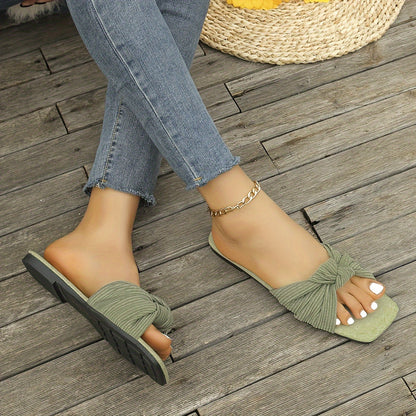 Damen Slip-On Sandalen mit Knoten-Detail – Modische Sommerschuhe für Alltag und Freizeit
