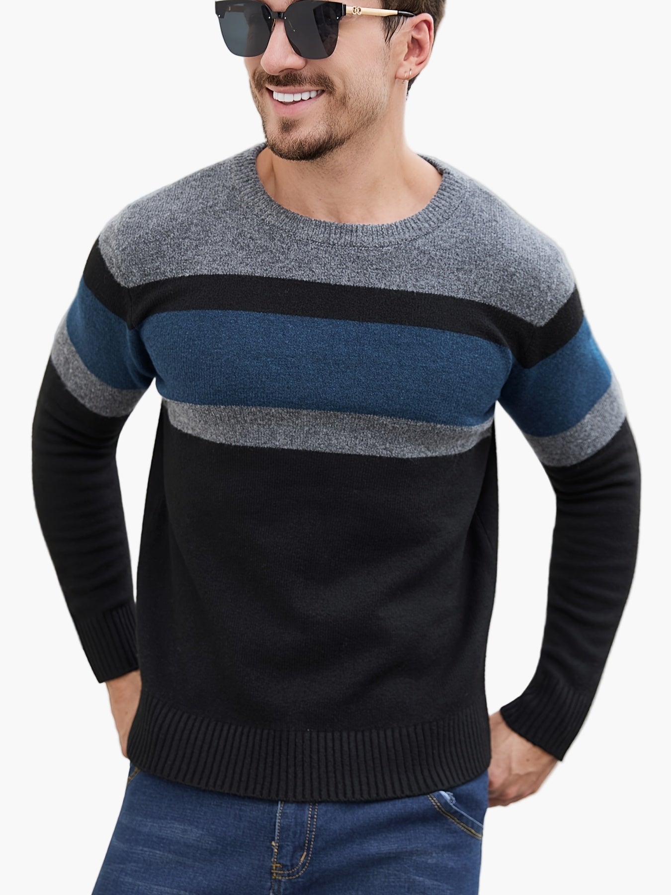 Herren Pullover mit Streifenmuster – Lässiger Strickpullover für Alltag und Freizeit