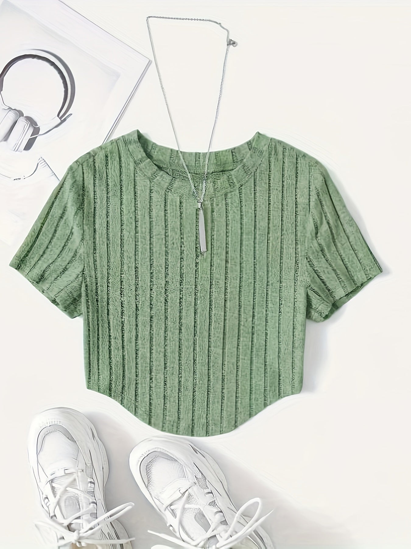 Damen Kurzarm-Ripptop im Casual-Look – Perfekt für Freizeit und Alltag
