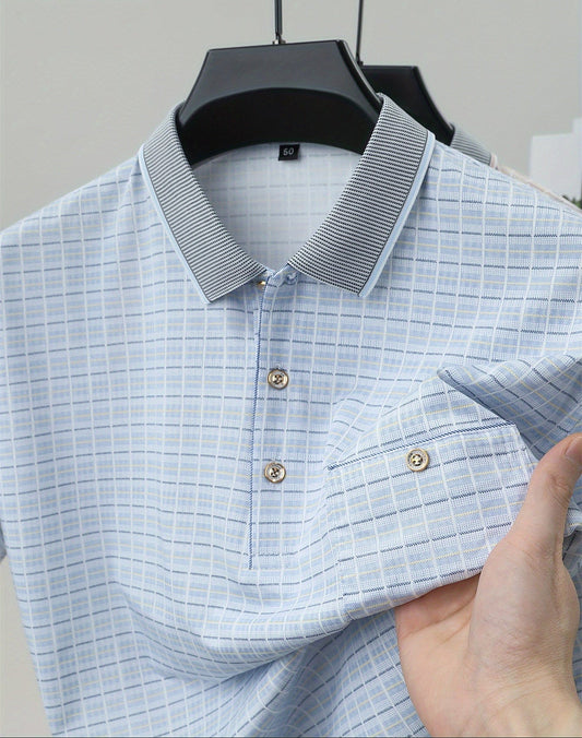 Herren Poloshirt Kariert Modern Business Casual