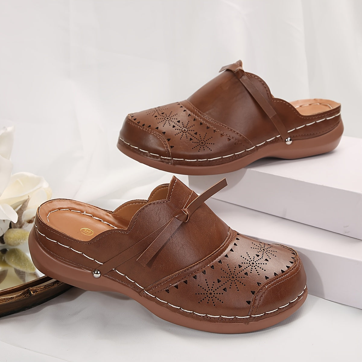 Damen Vintage Clogs mit Plattformabsatz und Rundzehen – Bequeme Slip-On Schuhe für Alltag und Freizeit