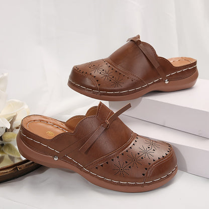 Damen Vintage Clogs mit Plattformabsatz und Rundzehen – Bequeme Slip-On Schuhe für Alltag und Freizeit