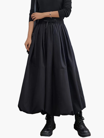 Damen Ballonrock Maxi Elegant mit Taschen – Weit, Modern, Alltag & Freizeit