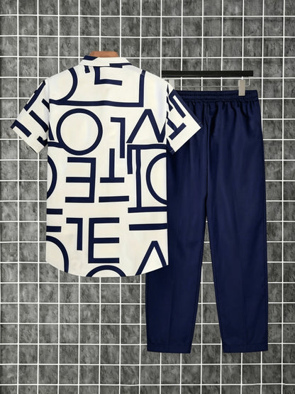 Herren Zweiteiliges Set mit Print-Hemd und Jogginghose – Moderner Streetstyle Look