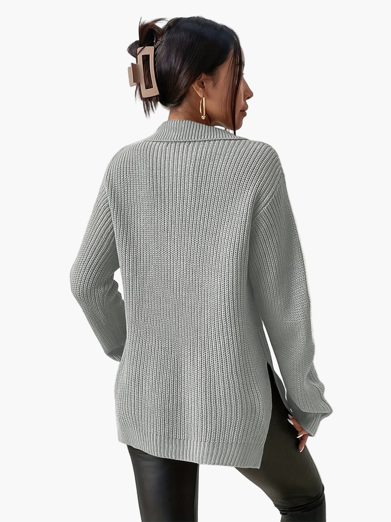 Damen Strickpullover mit Zipper und hohem Kragen – Modischer Herbst/Winter Sweater für Alltag und Freizeit