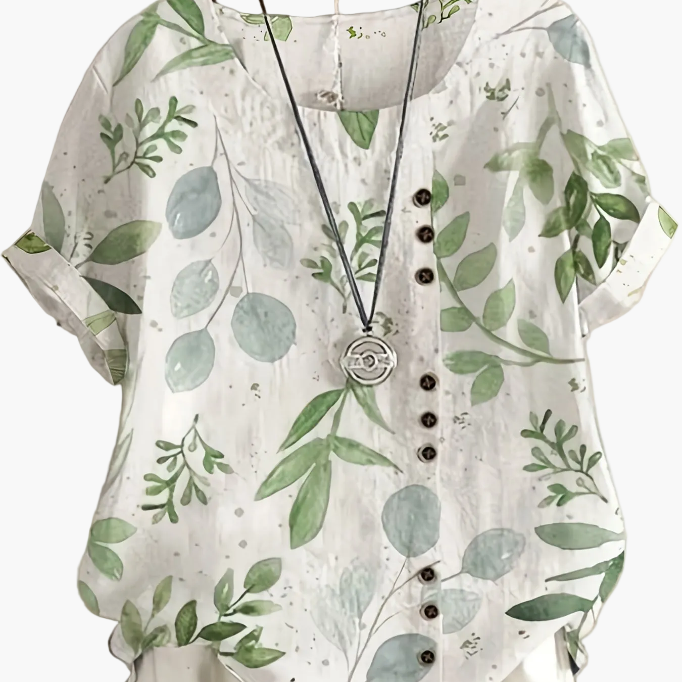 Damen Vintage Bluse mit Blumenmuster und Knopfleiste – Sommer Freizeit Oberteil