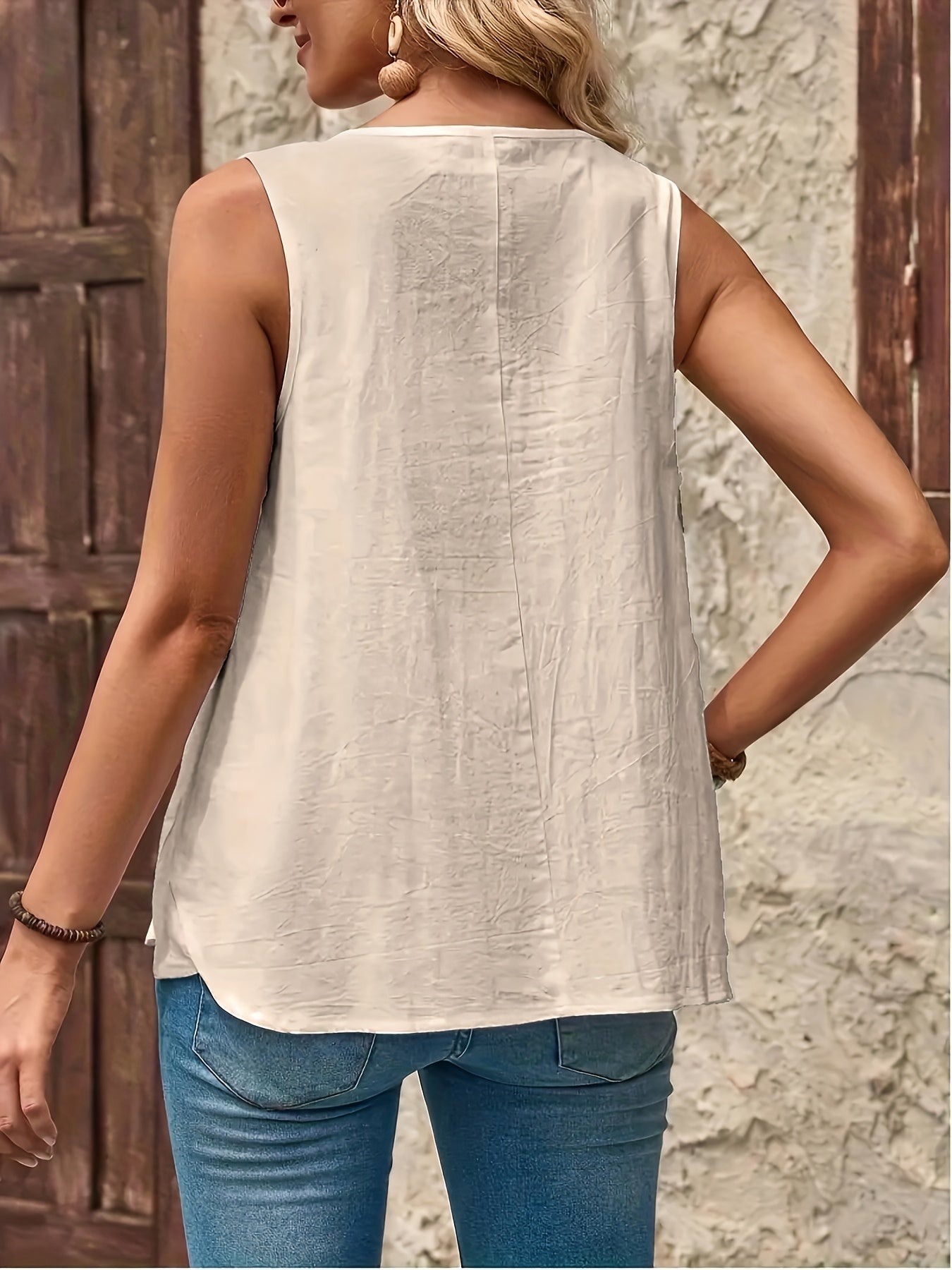 Damen Sommer-Top Casual Bluse ohne Ärmel mit Knopfleiste – Lässige Freizeitmode für Alltag und Urlaub