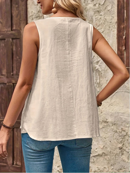 Damen Sommer-Top Casual Bluse ohne Ärmel mit Knopfleiste – Lässige Freizeitmode für Alltag und Urlaub