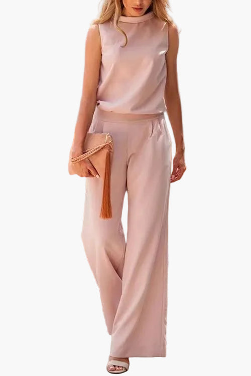 Damen Jumpsuit Elegant Ärmelos Weit Bein Business & Freizeit Outfit