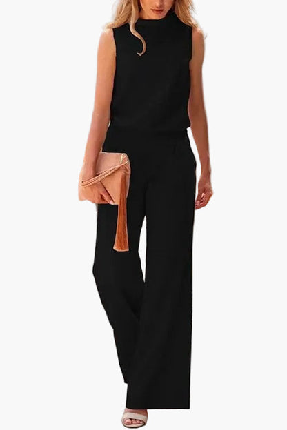 Damen Jumpsuit Elegant Ärmelos Weit Bein Business & Freizeit Outfit