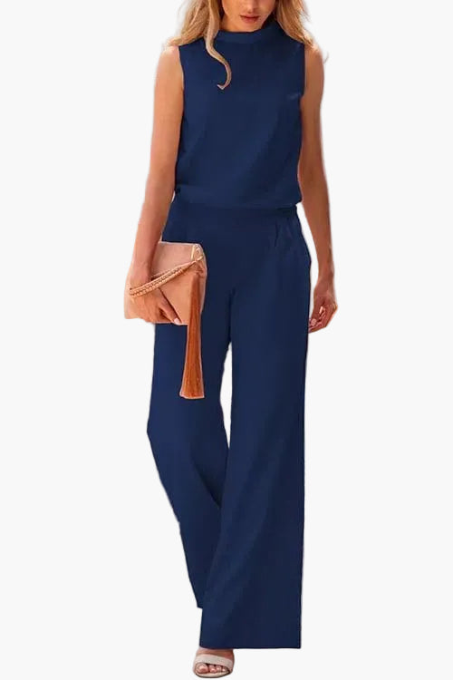 Damen Jumpsuit Elegant Ärmelos Weit Bein Business & Freizeit Outfit
