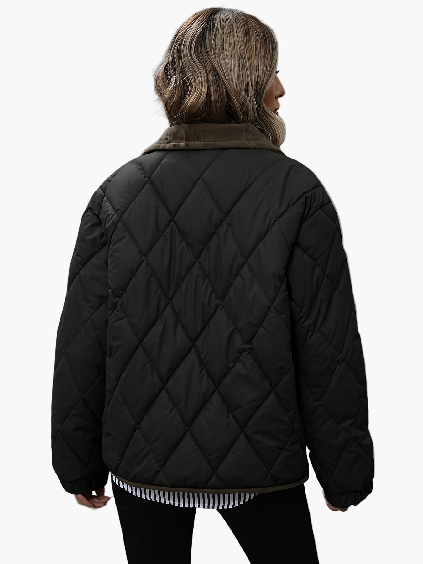 Damen Steppjacke im Vintage-Stil mit Taschen – Elegante Übergangsjacke für Alltag und Freizeit