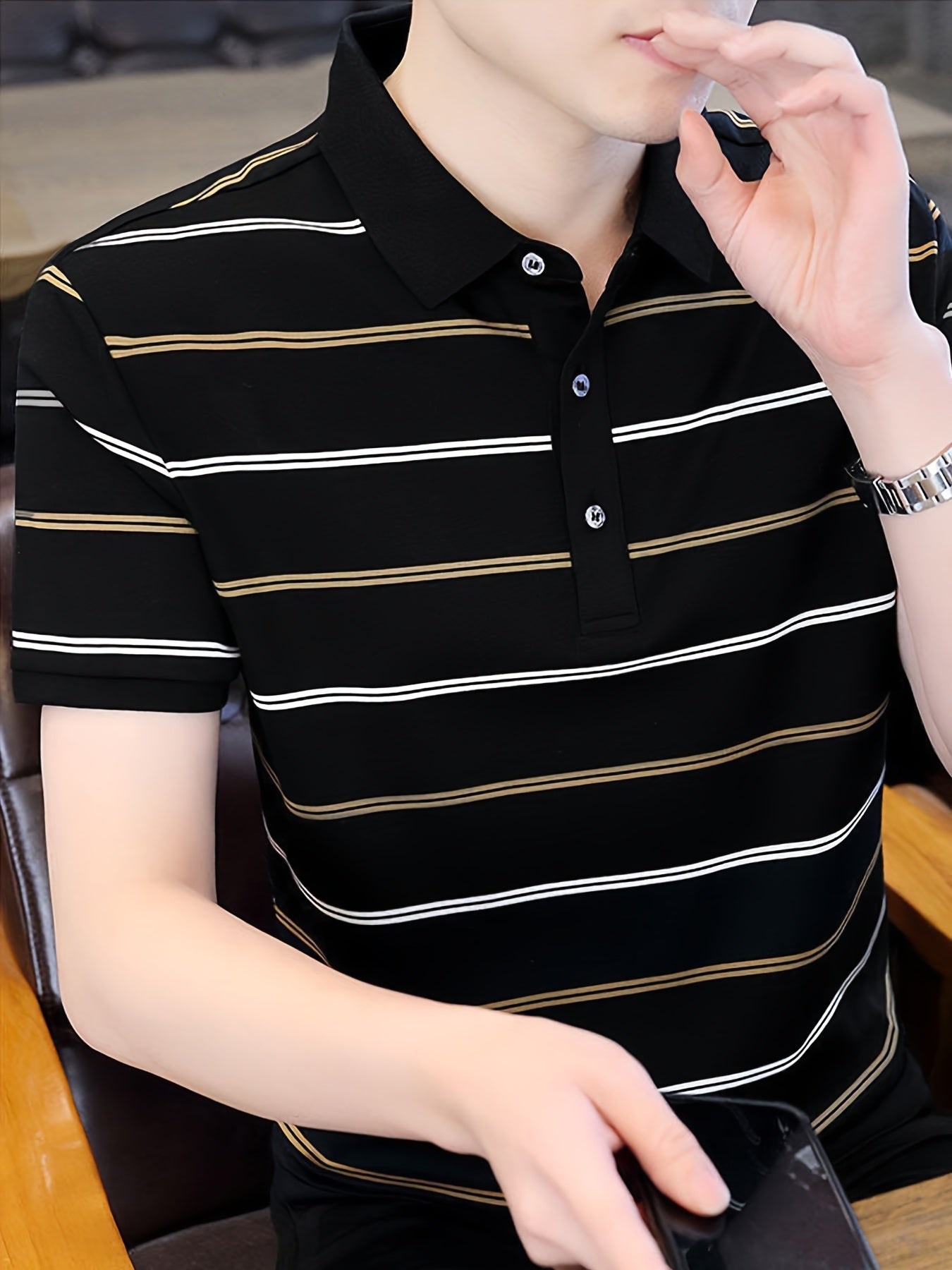Herren Poloshirt mit Streifenmuster – Moderner Freizeit- & Business-Look