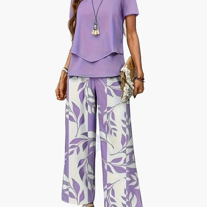 Damen Sommer Set Elegant Zweiteiler mit Weiten Hosen und Kurzarmshirt – Perfekt für Freizeit und Urlaub