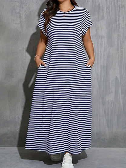 Damen Maxikleid im Streifenlook – Freizeit & Alltag, bequemer Schnitt, modern