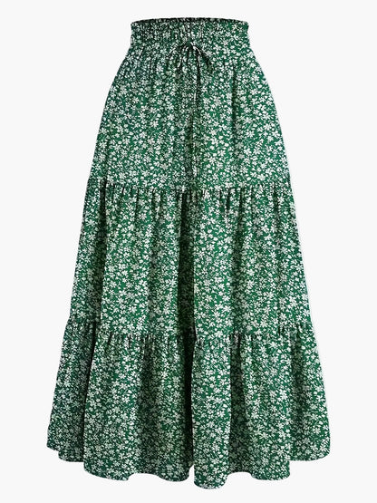 Damen Stufenrock mit hoher Taille und Bindegürtel – Eleganter Freizeit- und Sommerrock