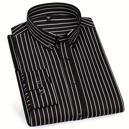Herren Business-Freizeithemd mit modischen Streifen – Slim Fit, ideal für Büro und Alltag