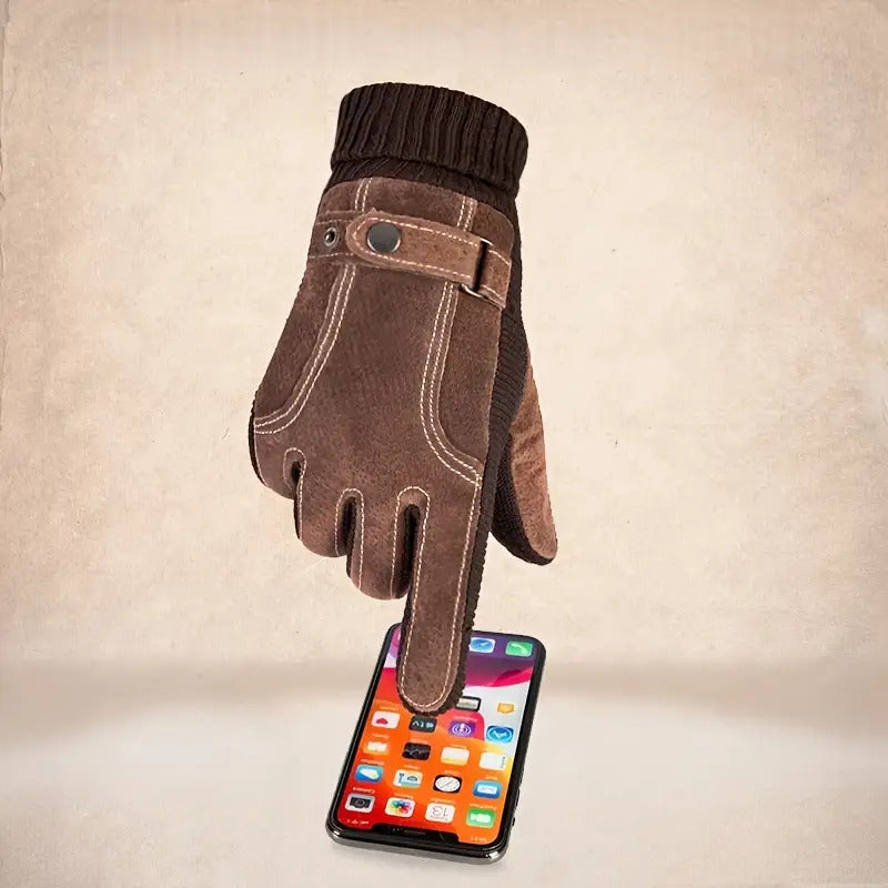 Unisex Winterhandschuhe mit Rippbündchen und Ziernähten