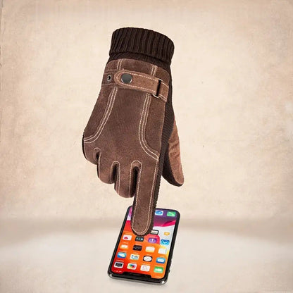 Unisex Winterhandschuhe mit Rippbündchen und Ziernähten