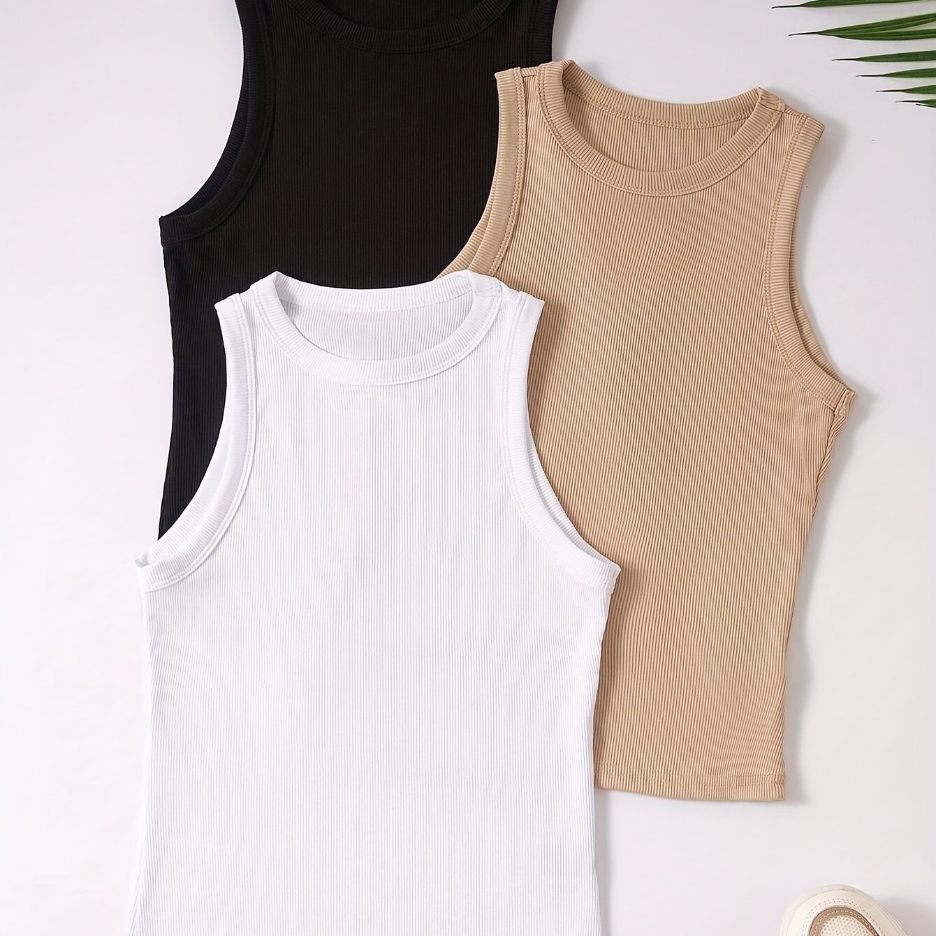 Damen Basic Tanktop 3er-Pack – Sportlich, Freizeit, Ärmellos, Bequem