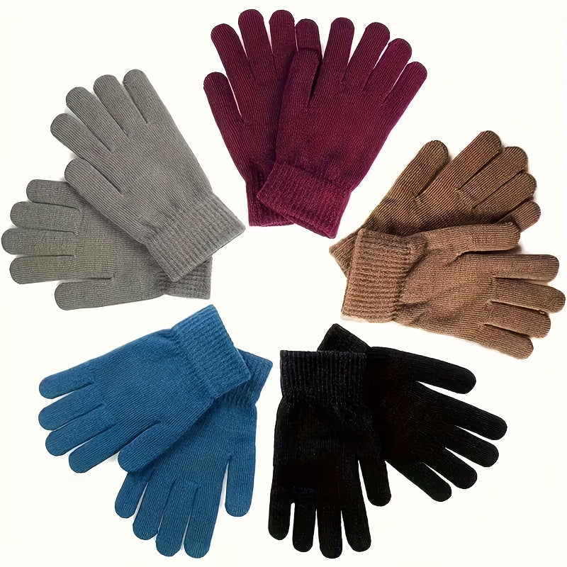 Unisex Strickhandschuhe Warme Fingerhandschuhe Gerippte Bündchen