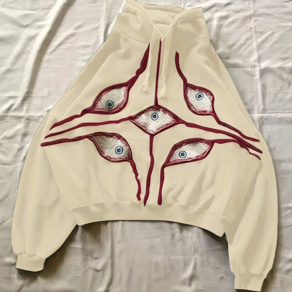 Unisex Hoodie mit Augen-Design, Oversize-Schnitt, verschiedene Farben