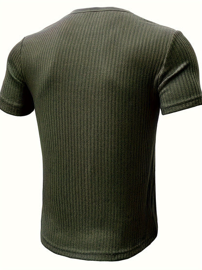 Herren Henley T-Shirt Kurzarm – Geripptes Freizeitshirt mit Knopfleiste für Alltag und Freizeit
