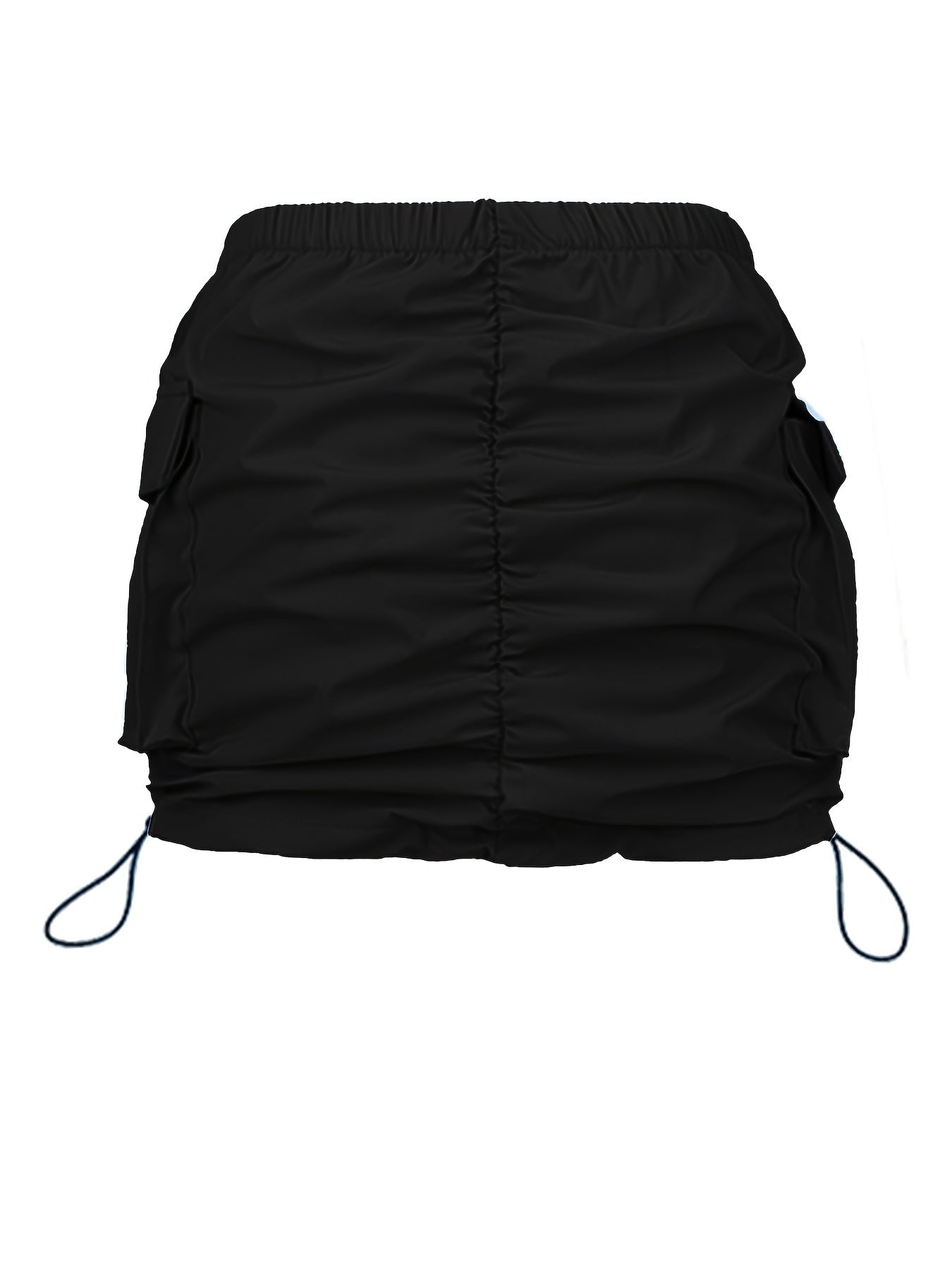 Damen Utility Minirock mit Raffung und Kordelzug – Streetstyle Cargo Skirt