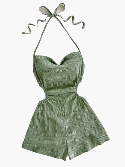 Damen Einteiler Jumpsuit mit Halterneck und Cut-Outs – Modischer Sommer-Overall für Urlaub & Freizeit
