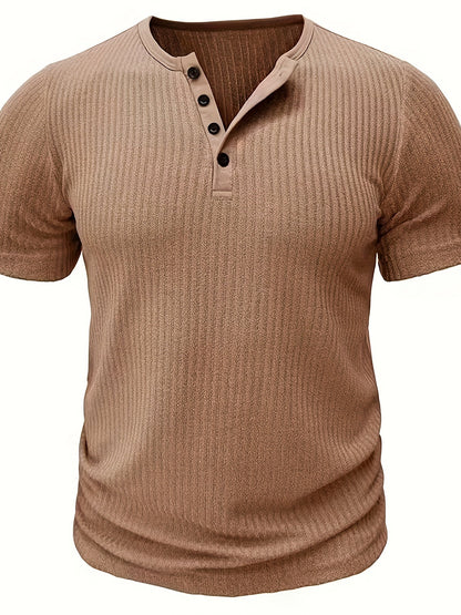 Herren Henley T-Shirt mit Knopfleiste und Rippstruktur – Freizeitstil für Alltag & Sommer