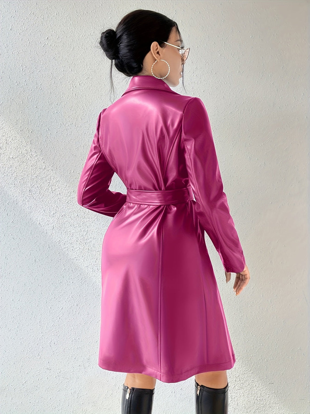 Damen Trenchcoat mit Bindegürtel, Kragen und langen Ärmeln
