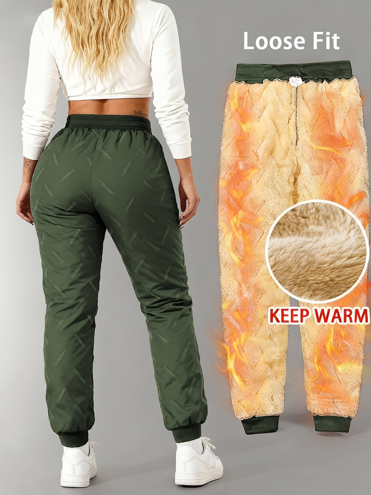 Damen Winter Thermo-Jogginghose mit Plüschfutter und Kordelzug