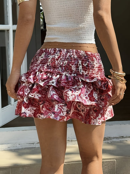 Damen Volant-Minirock im Boho-Stil für Freizeit und Urlaub