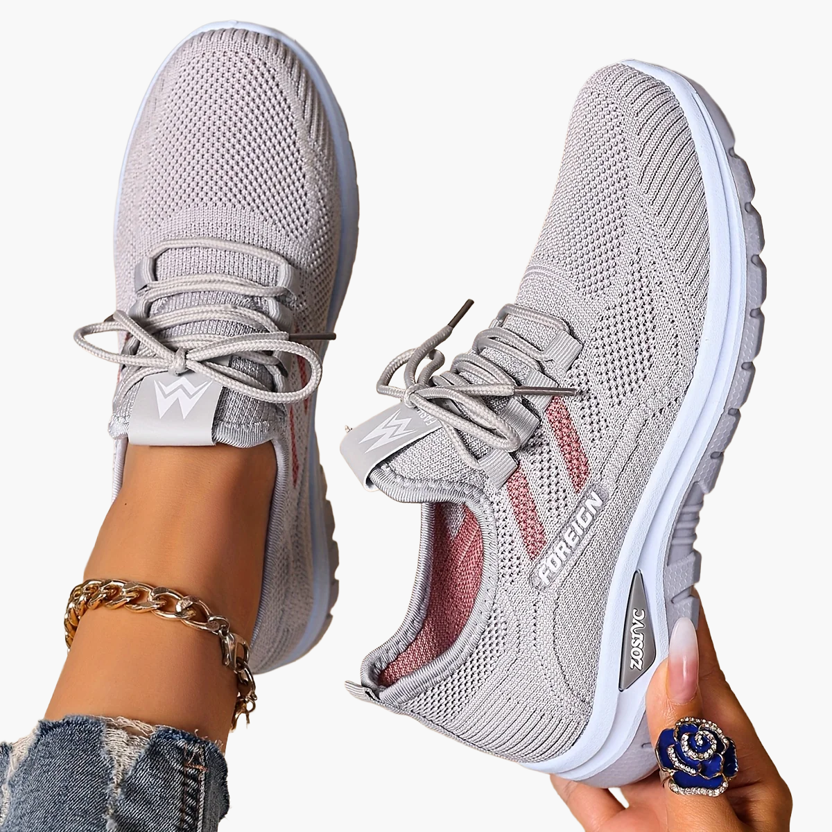 Damen Komfort Freizeit-Sneaker mit modernem Strickdesign und federleichter Sohle – Ideal für Alltag & Sport