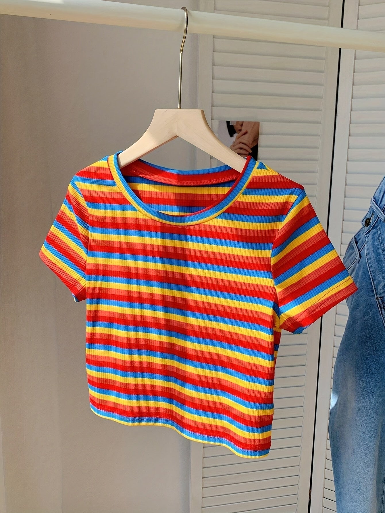 Damen Kurzarm Streifen T-Shirt – Retro Style für Alltag & Freizeit