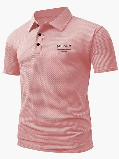 Herren Polo Shirt Casual Stil – Geometrisches Muster, Sommer Freizeit Poloshirt mit Knopfleiste