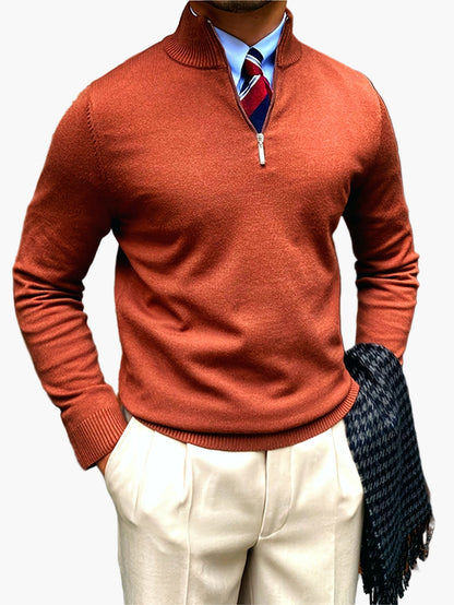 Herren Strickpullover mit Stehkragen und Reißverschluss – Eleganter Business & Freizeit Pullover