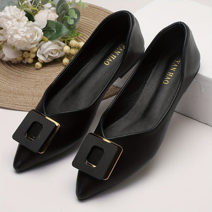 Damen Elegante Spitzenschuhe mit Statement-Schnalle – Klassische Ballerinas für Büro und Alltag
