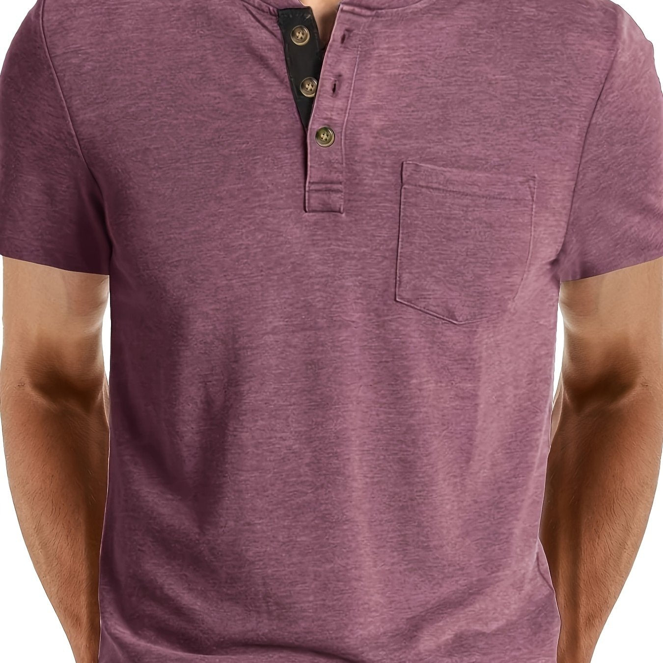 Herren Henley T-Shirt mit Knopfleiste und Brusttasche – Freizeitstil für Alltag und Wochenende