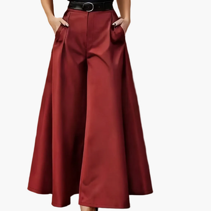 Damen Elegante Weite High Waist Palazzo Hose – Stilvolle Business & Freizeit Culotte mit Gürtel