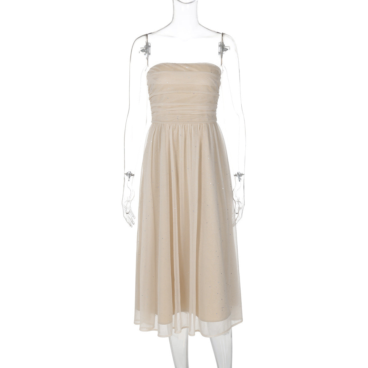 Damen Elegantes Glitzer-Abendkleid mit Trägerlosem Design – Perfekt für Feiern & Besondere Anlässe