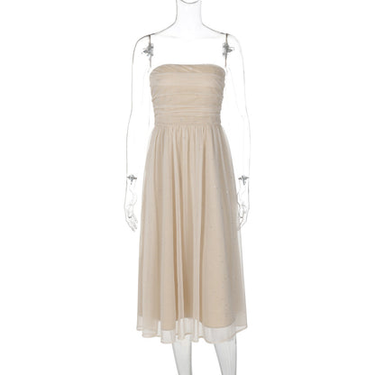 Damen Elegantes Glitzer-Abendkleid mit Trägerlosem Design – Perfekt für Feiern & Besondere Anlässe