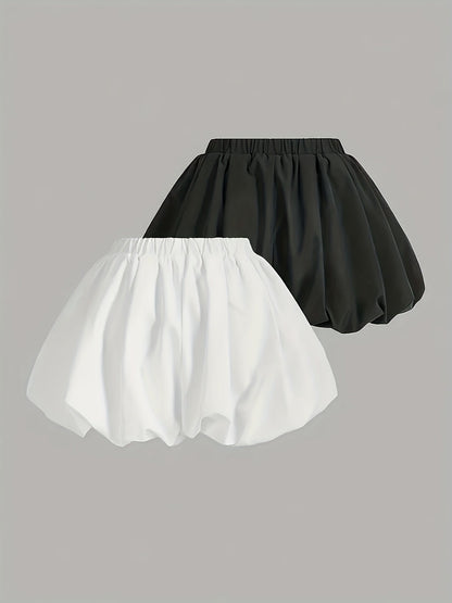 Damen Ballonshorts mit elastischem Bund und modischem Volumeneffekt