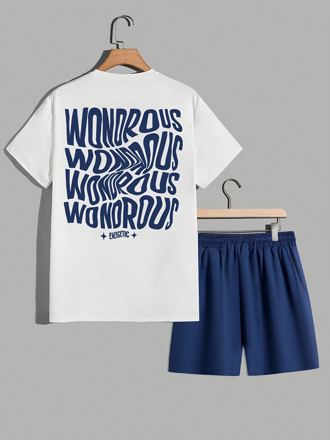 Herren Streetwear Set mit Grafik-T-Shirt und Shorts – Moderner Look, Energetische Typografie, Perfekt für Alltag & Freizeit